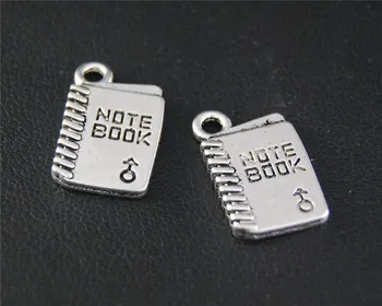 20vnt Sidabrinės spalvos Boy Notebook Charm Juvelyrinis pakabukas apyrankei Vėrinys 18x11mm A2122