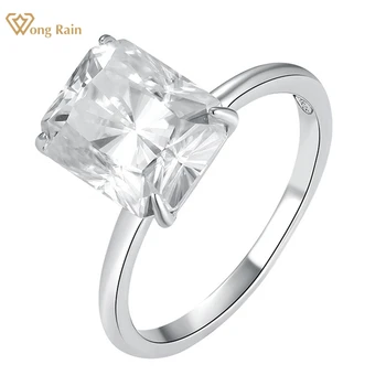 Wong Rain 925 Sterling Silver 3EX VVS D Radiant Emerald Cut 4CT Real Moissanite Diamonds Sparkling Women Ring Engagement papuošalai