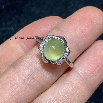 Natūralus vynuogių akmens žiedas,Paprastas vestuvinis žiedas moterims,925 svarų sterlingų sidabras,natūralus žalias brangakmenio žiedas