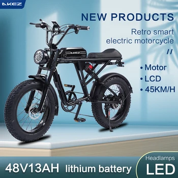 AKEZ suaugusiųjų nešiojama ličio baterija 45MPH kalnų elektrinis dviratis 48V 1500W LCD 20 colių sniego visureigis elektrinis dviratis