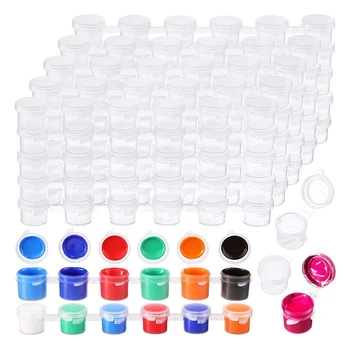 100 juostelių 600 puodų tuščių dažų juostelių dažų puodelis skaidrus plastikinis laikymo indas Dažymo amatų reikmenys (5 ml/ 0,17 uncijos)