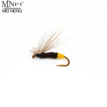 MNFT 10Pcs 10# Caddis Brown Dry Fly Upėtakis Nimfa Žvejybos kabliukas Dirbtinis masalas Masalas