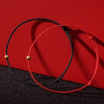 Ranka pinta mažytė apyrankė Daili raudona laiminga virvė Bangle Women Little Gold Bead Lucky Hand Rope Best Friends Gift Bracelet Accessor