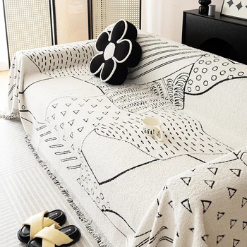 Geometrinis raštas Mėtymo antklodė Žieminė šilta sofa Rankšluostis Augintinis Sofos dangtis Dulkėms atsparus Katės draskymas Sofos užvalkalas Namų dekoravimas