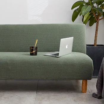 WUJIE 14 spalvų vientisas elastingas sofos užvalkalas svetainei Sofos pagalvėlės apsauga Antiskid Megztas sofos užvalkalas Svetainės baldai