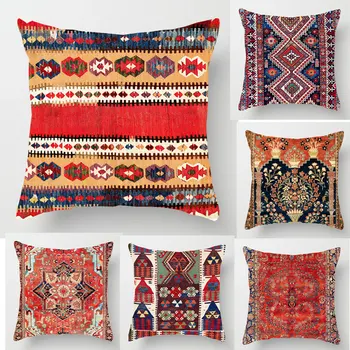 Spalvinga estetika Pagalvės užvalkalas 45x45 Boho abstrakčios geometrijos pagalvėlės užvalkalas Paslaptingo rašto pagalvės užvalkalas sofa-lova Biurui J3058