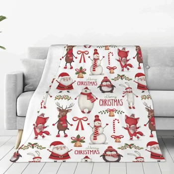 Couverture de Noël multifonctionnelle pour canapé, jeté chaud, père Noël mignon, bureau, chat de lit, hiver, automne