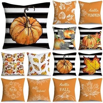 Hello Autumn Series Big Pumpkins Maple Leaves Square Throw Pillowcase Pagalvėlės užvalkalai Sofa Office miegamojo dekoras Kelių dydžių