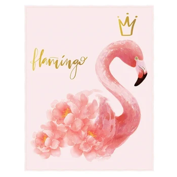Rožinė princesė Flamingo Super minkštas mesti antklodes lovai Sofa Lengvas keliaujantis kempingas Metimo dydis mergaitėms suaugusiems