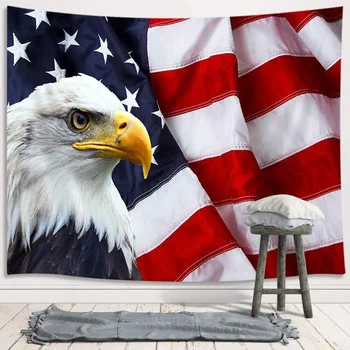Amerikos vėliavos gobelenas JAV plikas erelis Žvaigždės ir juostelės Vėliavos gobelenas Siena, kabanti miegamajame Nepriklausomybės koledžo bendrabučio namai