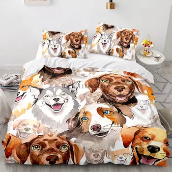 Mielas šunų patalynės komplektas Dvigubas vienvietis karalius Karalienė Poliesteris Gyvūnų šunys Shiba Inu lovos antklodės užvalkalas Pagalvės užvalkalas Kids Antklodės užvalkalas Dekoras