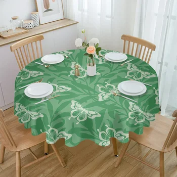 Drugelio šakos lapai Perdanga Žalia Neperšlampama staltiesė Stalo dekoravimas Vestuvių namai Virtuvė Valgomasis Apvalaus stalo dangtis