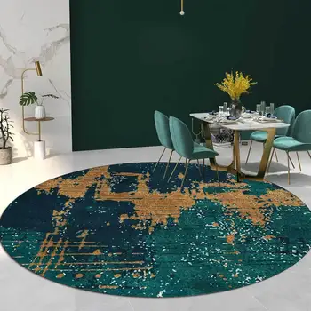Šiaurės abstrakcija Akvarelė Mėlynas auksas Apvalus kilimas Svetainės grindų kilimėlis Miegamasis Pliušinis apvalus kilimas Neslidus durų kilimėlis