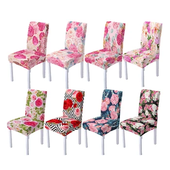 Gėlių kėdės sėdynių užvalkalai Ištempiamas sėdynių užvalkalas vestuvėms Viešbučio biuro kėdės užvalkalas nuimami nuo nešvarių virtuvinių kėdžių užvalkalai