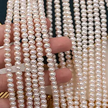 geriausiai parduodama tikra gėlavandenių perlų sruoga 6mm mygtuko formos gėlo vandens perlų sruoga birių perlų papuošalų didmeninė prekyba