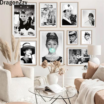 Audrey Hepburn Plakatai Vintage Art Canvas Painting Print Hepburn Black Dress Picture for Living Room Bedroom Bar Home Decor