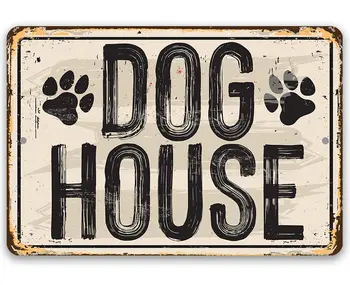 Šunų namų metalinis ženklas - puikus šunų namelis ir dovana šunų savininkams