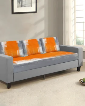 Oranžinė pilka Abstrakti aliejinė tapyba Tekstūra Sofa Sėdynės pagalvėlės užvalkalas Baldų apsauga Stretch Sofos užvalkalas Elastiniai sofos užvalkalai