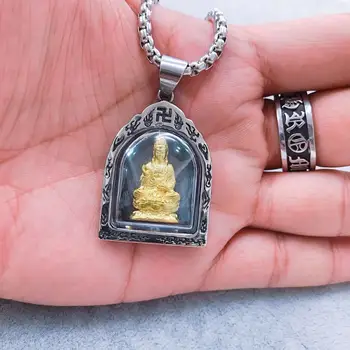 $129 # Pietryčių Azija Tailandas Graikų-budistų kišeninis kelionių talismanas Visagalis Guanyin Budos korta Mantra Pakabukas saugus Amuletas