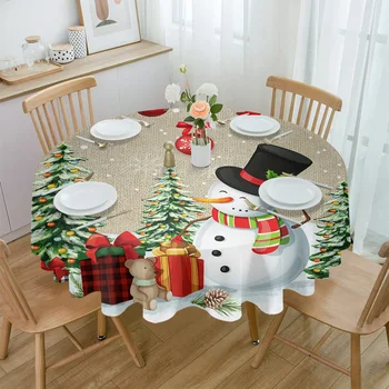 Kalėdų sniego senio snaigė Apvali staltiesė Neperšlampamas vestuvių vakarėlio stalas Uždengti kalėdinį valgomojo stalą Staltiesė