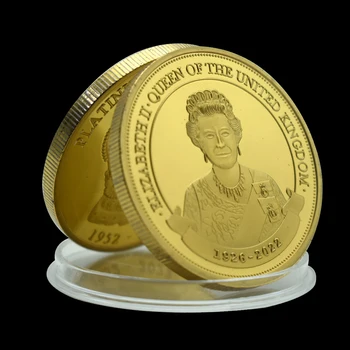 Platinos jubiliejinė auksinė moneta Elžbieta II Jungtinės Karalystės karalienė Atminimo medalis Namų dekoravimas