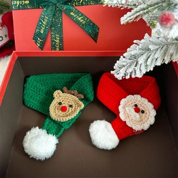 Kalėdų senelio augintinio šalikas Šunų šalikas Katė Ruduo ir žiema Bichon Teddy Šilti maži drabužiai Seilinukas