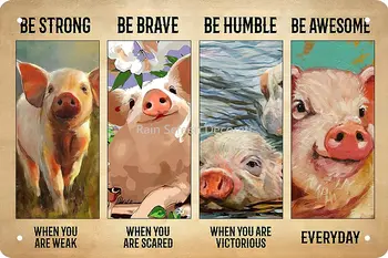 Sveiki atvykę į mano ūkį, kiaulių derliaus skardos ženklo plakatas, naudojamas sodybų, ūkių, namų, virtuvių ir kiemų dekoravimui Retro