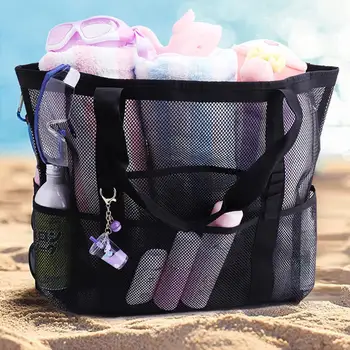tinkliniai paplūdimio krepšiai sulankstomi lengvi 8 kišenės didelės talpos bakalėjos produkcija Tote krepšys Smėliui atsparus paplūdimio žaislinis kempingo krepšys