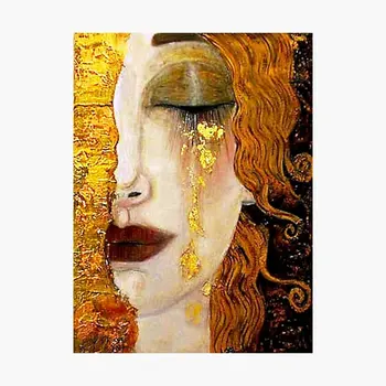 Freya Is Tears By Gustav Klimt W Signa Poster Sitcker for Cartoon Kid Funny Window Anime Bumper Print Wall Stickers Room