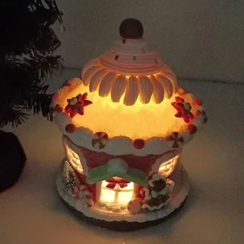 Kalėdinės šviečiančios pilies eglutės puošybos ornamentai Minkštas molis Mielas Rožinis Pilies aksesuarai Kalėdų šventiniai reikmenys