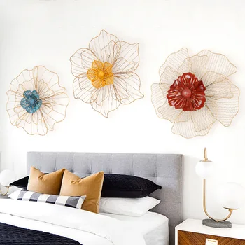 European Wrated Iron Wall Hanging Flower Ornament Home Living Background 3D Wall Mural Crafts Store Club Wall Sticker Decor