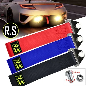 Universal Bult+Nut Towing Rope Trailer Tow Strap Racing Sport Car Tow Hook High Strength Nylon Red Bumper Grill Auto priedai