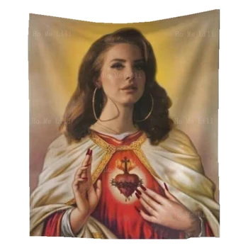 Lana Del Rey Hipių siena Kabantis Gimic pokštas Juokingas memas Viešpats Jėzus Kristus Mūsų Gelbėtojo gobelenas