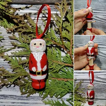 Juokingi mediniai Kalėdų senelio kojinių užpildai Kalėdų eglutė Kabantis pakabukas Šventiniai Kalėdų papuošalai Kalėdų dekoravimas Vidaus namų dekoravimas Dekoras