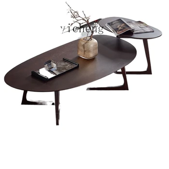 XC Medžio masyvo kavos staliukas Šviesus prabangus Modernus minimalistinio stiliaus riešutmedžio svetainė Šiaurietiška minimalizmo aukštis