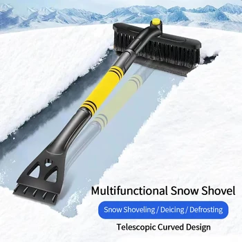 Daugiafunkcinis sniego kastuvų šepetys besisukantis teleskopinis automobilio stiklo apledėjimo valymo įrankis nuimamas sniegas ledo grandiklio plovimo įrankiai
