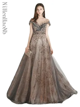 Blizgučių suknelė Moteriškos svarainių suknelės 2023 m. vakarėlio suknelė aukštu liemeniu vestuvių vakaras Maxi Vestido Prom