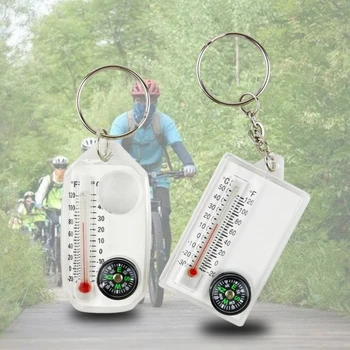 Maži kompasai Termometras Raktų pakabukas Mini kišeninis raktų pakabukas Įranga stovyklavimui, žygiams pėsčiomis, kuprinėms, išgyvenimo avarinei situacijai