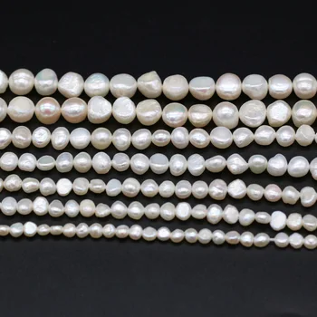 Balti natūralūs gėlavandeniai perlai Dviejų briaunų perlų laisvi tarpikliai karoliukai papuošalų gamybai 