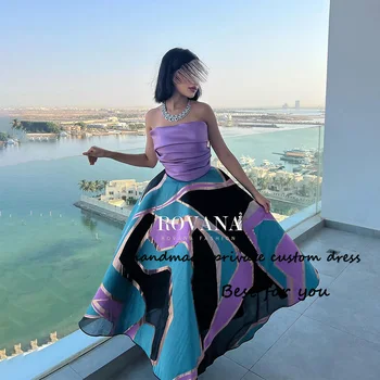 Arabijos Dubajaus vakarinės vakarėlio suknelės moteriškoms klostėms Patchwork Satin Spetless A Line Formal Prom Suknelė Kulkšnies ilgis