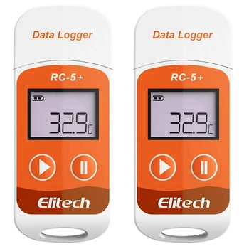 2X Elitech RC-5+ PDF USB temperatūros duomenų kaupiklis Daugkartinio naudojimo įrašymo įrenginys 32000 taškų šaldymui, šaltojo tiekimo grandinės transportavimui