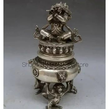 Tibeto Tibeto sidabro bronzos Mahakalos Budos smilkalų degiklis