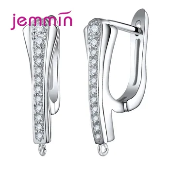 Asmenybės dizainas S925 sterlingų sidabro krištolo pakabinimo stiliaus lanko auskarai Geometriniai auskarai vakarėlio dovanai