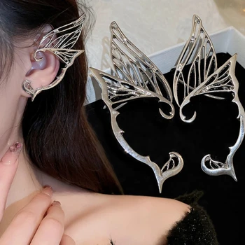 Korėjiečių tuščiavidurių drugelių fėjos sparnų auskarai moterims Mergaitės ausies rankogaliai kabantys vientisas auskaras Pendientes Mujer papuošalų dovana