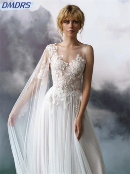 Žavinga aplikacijos suknelė Prom 2024 Seksuali tiulio vakarinė suknelė Klasikinė A-Line berankovė grindų ilgio vestuvinė suknelė Vestidos De