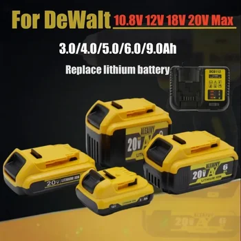6000mAh ličio baterija, tinkama DeWalt 10.8V 12V 18V 20V Max 6.0Ah DCB205 DCB206 Pakeiskite ličio bateriją Elektrinio įrankio baterija