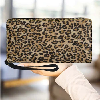 Classic Leopard Women Wallet Zipper Long Travel Girls Piniginė Prabangios PU odinės riešinės piniginės mergaitėms Casual Card Holder 2023