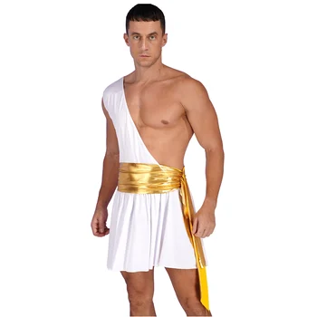 Vyrų Helovinas Senovės graikų dievas Cosplay kostiumas Romos gladiatorius Riterio kario vakarėlis Vaidmenų žaidimas Vieno peties raukiniai sijonai