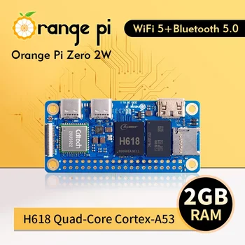 Orange Pi Zero 2 W 2GB RAM DDR4 Mini PC Allwinner H618 Orange Pi Zero 2W WiFi Bluetooth BLE SBC Vienos plokštės kompiuteris Zero2W