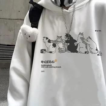Harajuku Kawaii Japonų animacinis filmas Spausdinti Moteriški gobtuvai Gatvės apranga Rudens žiemos laisvalaikio apvalus kaklas Unisex megztiniai Viršus